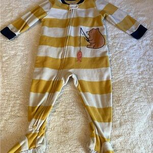 Carter's Yellow and White Striped Bear Footie